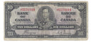 1937 $10 Bank of Canada Note Coyne-Towers, J/T, BC-24c (VG)