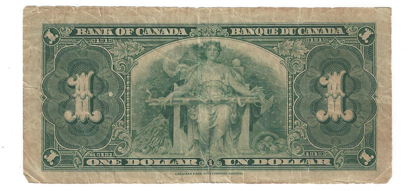 1937 Canada $1 Banknote Gordon-Towers (WP), K/A, BC-21c (VG)
