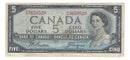 1954 Canada $5 Banknote Beattie-Coyne, K/C, BC-39a-i (F/VF)
