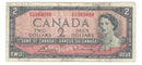 1954 Canada $2 Banknote Bouey-Rasminsky, K/G, BC-38c (Circ.)