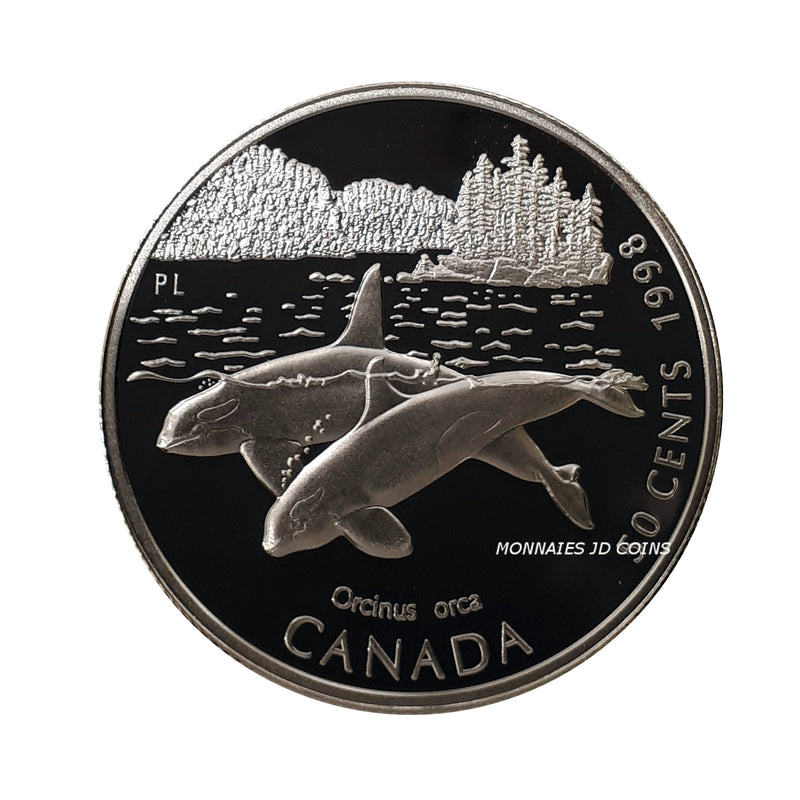 1998 Canada Fifty Cents Killer Whale Proof Sterling Silver