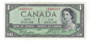 1954 Canada $1 Banknote Beattie-Coyne,Devil's Face L/A, BC-29b  (UNC)