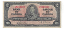 1937 Canada $2 Banknote Gordon-Towers,L/B, BC-22b (VF)