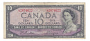1954 Canada $10 Banknote Beattie-Coyne, L/D, BC-40a (F/VF)