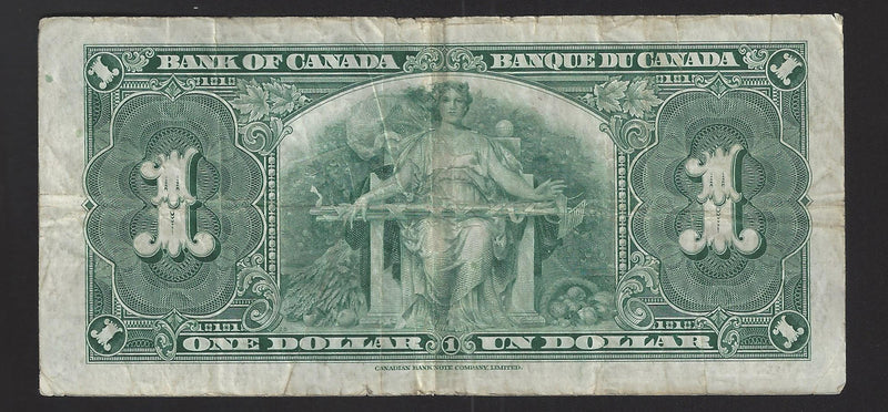 1937 $1 Bank of Canada Note Coyne -Towers Prefix L/N3173094 BC-21d (VG)