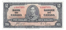 1937 Canada $2 Banknote Coyne-Towers,L/R, BC-22c (EF)
