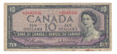 1954 Canada $10 Banknote Beattie-Rasminsky, L/T, BC-40b (Circ.)