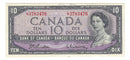 1954 Canada $10 Banknote Beattie-Rasminsky, L/T, BC-40b (EF)