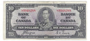 1937 $10 Bank of Canada Note Coyne-Towers,L/T, BC-24c (VF)