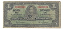 1937 Canada $1 Banknote Gordon-Towers (WP), M/M, BC-21c (VG)