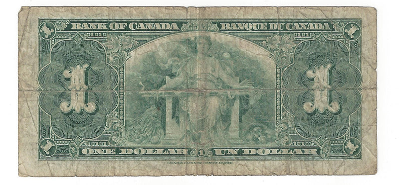 1937 Canada $1 Banknote Gordon-Towers (WP), M/M, BC-21c (VG)