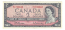 1954 Canada $2 Banknote Beattie-Rasminsky, M/U, BC-38b (F/VF)