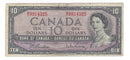 1954 Canada $10 Banknote Beattie-Rasminsky, M/V, BC-40b (Circ.)