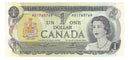 1973 Canada $1 Banknote Lawson-Bouey, MX, BC-46a (C/UNC)
