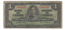 1937 Canada $1 Banknote Gordon-Towers (WP), N/L, BC-21c (VG)