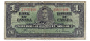 1937 Canada $1 Banknote Coyne-Towers, N/N, BC-21d (VG)