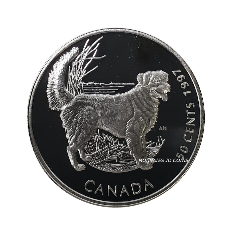 1997 Canada Fifty Cents Nova Scotia Duck Tollnig Retriver Proof Sterling Silver