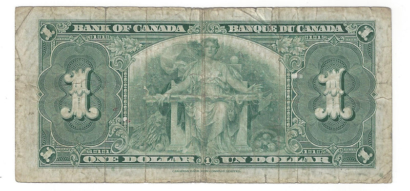 1937 Canada $1 Banknote Coyne-Towers, O/N, BC-21d (VG)