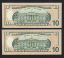 2017 A 2 Sequential Number USA $10 Ten Dollar Bill (A1) Green Seal (CH-UNC)