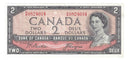 1954 Canada $2 Banknote Beattie-Coyne, P/B, BC-38a (Almost UNC)