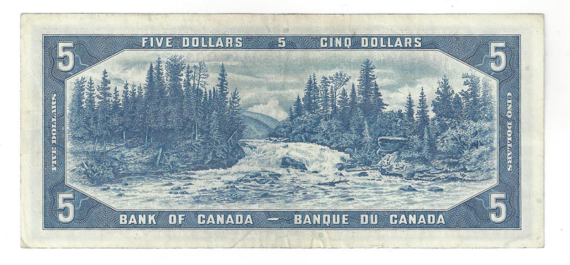 1954 Canada $5 Banknote Beattie-Coyne, P/C, BC-39a (VF/EF)
