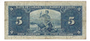 1937 Canada $5 Banknote Gordon-Towers R/C BC-23b Fine