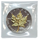1999–2000 Canada $5 Silver Gold Plated Maple Leaf 1oz Silver Millennium Fireworks Privy