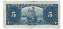 1937 Canada $5 Banknote Gordon-Towers S/C BC-23b (VF/EF)