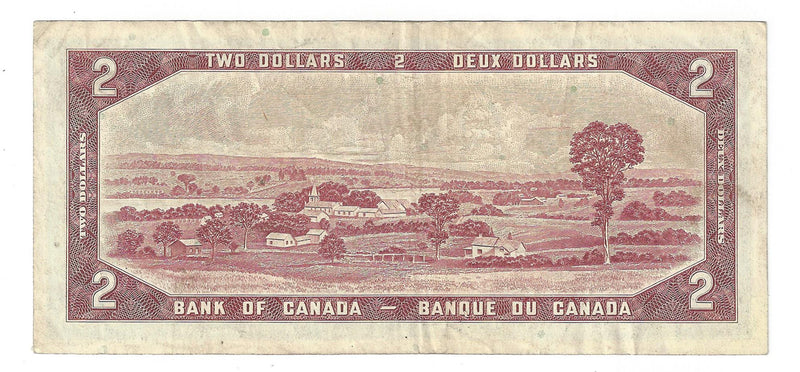 1954 Canada $2 Banknote Beattie-Rasminsky, Test S/R, BC-38bT (F/VF)