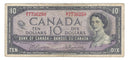 1954 Canada $10 Banknote Beattie-Rasminsky, S/T, BC-40b (Circ.)
