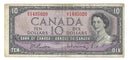 1954 Canada $10 Banknote Beattie-Rasminsky, S/V, BC-40b (Fine)