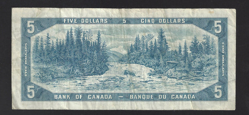 1954 $5 Bank of Canada Note Bouey-Rasminsky Prefix S/X7879893 BC-39c (VF)