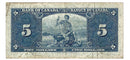 1937 Canada $5 Banknote Gordon-Towers T/C BC-23b F-VF