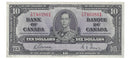 1937 $10 Bank of Canada Note Gordon-Towers,T/D, BC-24b (EF/AU)