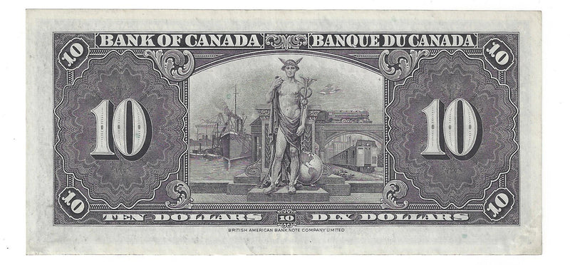 1937 $10 Bank of Canada Note Gordon-Towers,T/D, BC-24b (EF/AU)