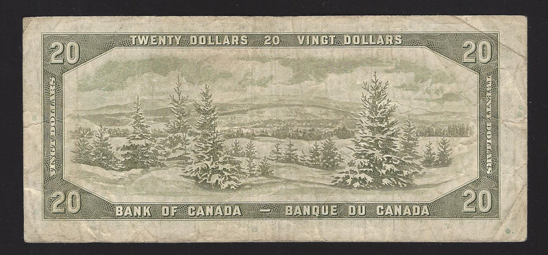 1954 $20 Bank of Canada Note Beattie-Rasmintsky T/E6633950 Prefix BC-41b (Circ.)