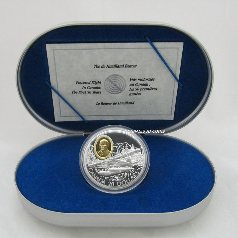 1991 Canada $20 Aviation Series I : de Havilland Beaver Sterling Silver Coin