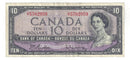 1954 Canada $10 Banknote Beattie-Rasminsky, I/T, BC-40b (F/VF)