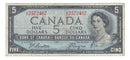 1954 Canada $5 Banknote Beattie-Coyne, U/C, BC-39a-i (F/VF)
