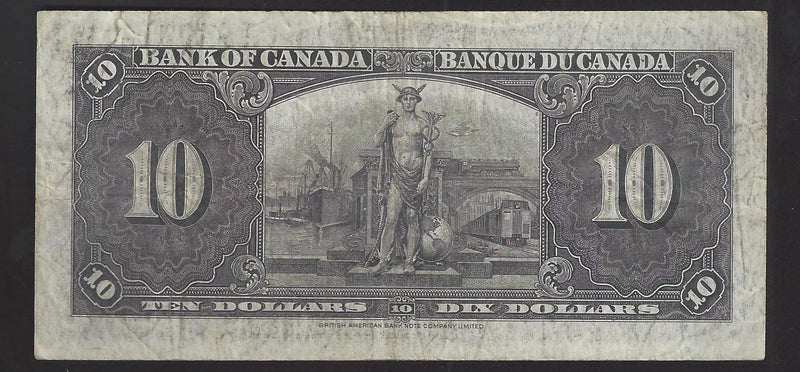 1937 $10 Bank of Canada Note Gordon-Towers Prefix U/D9962034 BC-24b (VF)