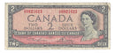 1954 Canada $2 Banknote Lawson-Bouey, U/G, BC-38d (Circ.)