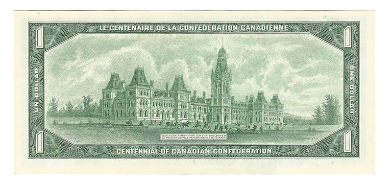 1967 Canada $1 Centennial Banknote Beattie-Rasminsky, BC-45a (UNC)