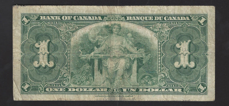 1937 $1 Bank of Canada Note Gordon-Towers Prefix X/A0907284 BC-21b (VG)