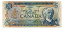1972 Canada $5 Banknote Lawson-Bouey,X/A, BC-48b (F)