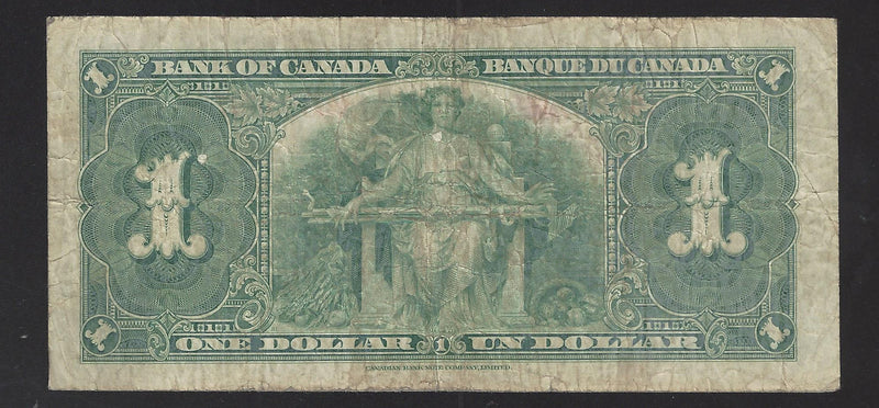1937 $1 Bank of Canada Note Gordon-Towers Prefix X/A8353997 BC-21b (VG)