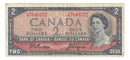 1954 Canada $2 Banknote Beattie-Coyne, X/B, BC-38a (F)