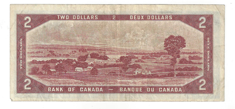 1954 Canada $2 Banknote Beattie-Coyne, X/B, BC-38a (F)