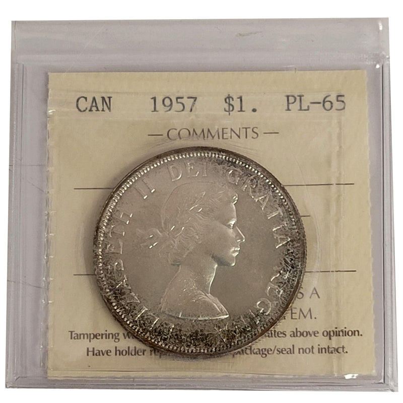 1957 FWL Canada Silver $1 Dollar ICCS PL-65