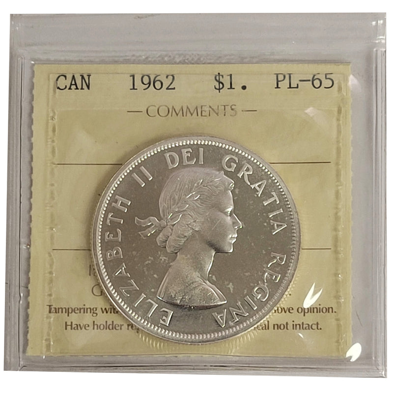 1962 Canada Silver $1 Dollar Certifield ICCS PL-65 Cameo