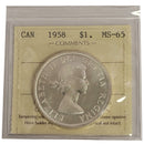 1958 Canada Silver Dollar ICCS MS-65